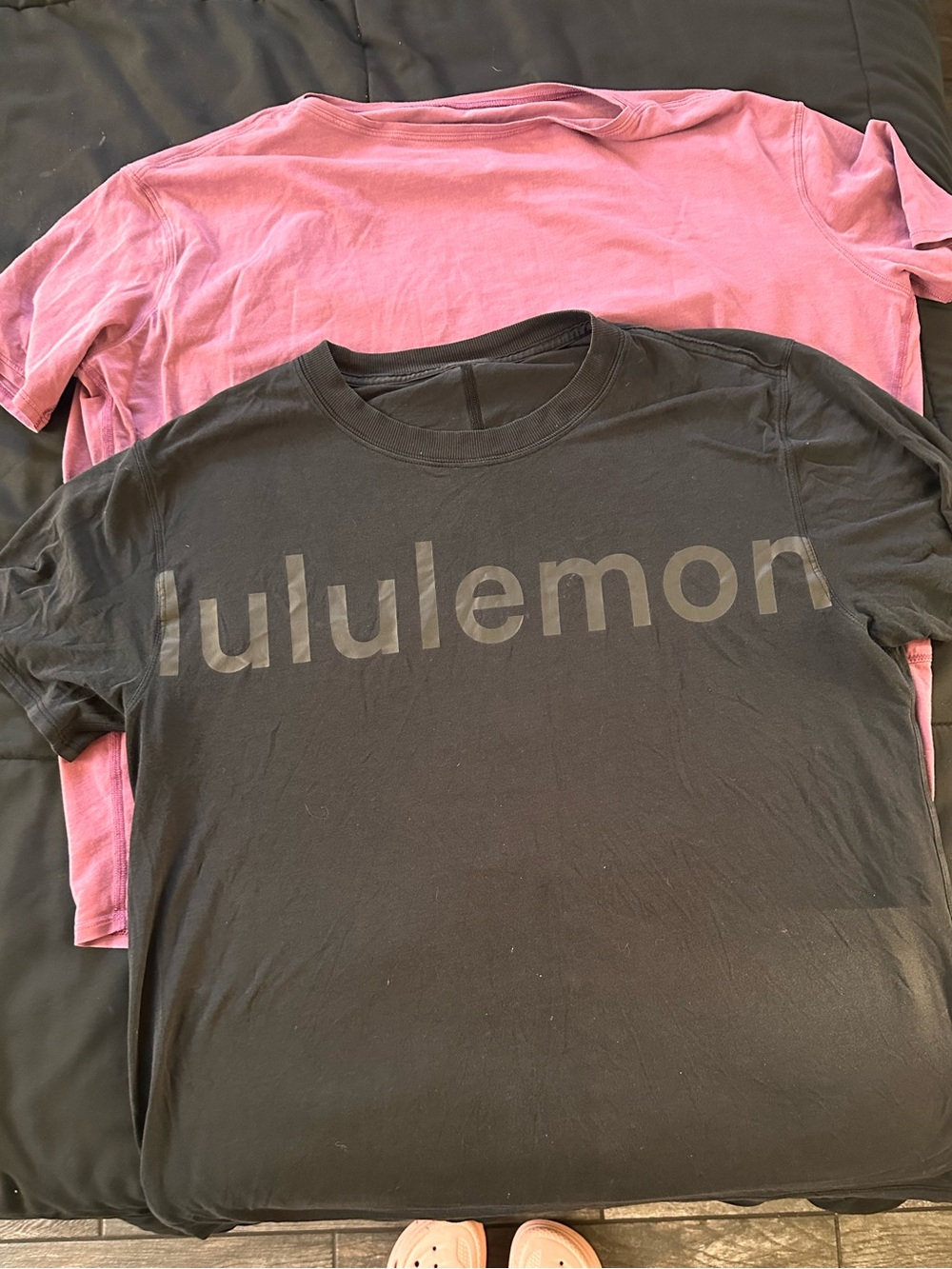 lululemon Black Logo Tee with Pink lululemon Layering Tee